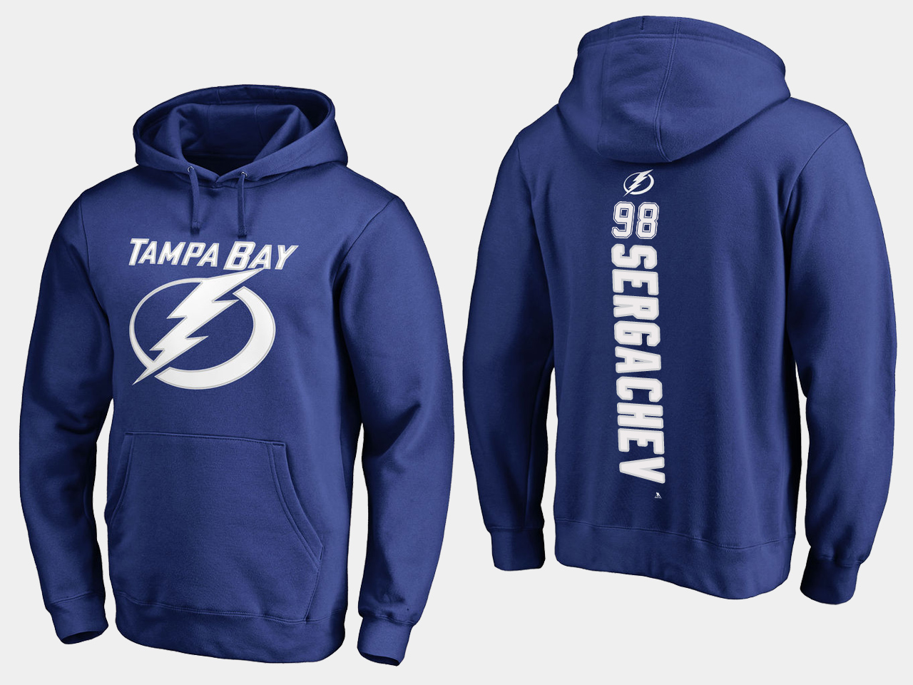NHL Men adidas Tampa Bay Lightning 98 Sergachev blue hoodie